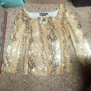 Sparkly gold snake print blouse